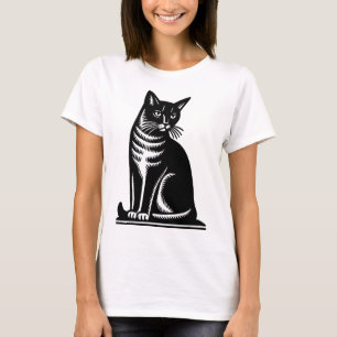 Ädel katt i trästil t shirt