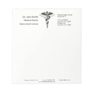 Ädel Klassisk Medicinsk Elegant Svart Vit Kaduceus Anteckningsblock