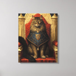 Ädel Maine Coon Katt Tron Konsttryck Canvastryck