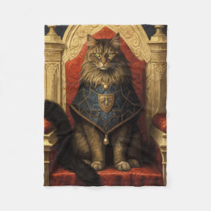 Ädel Maine Coon Katt Tron Konsttryck Fleecefilt