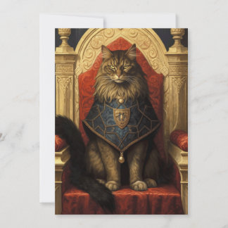 Ädel Maine Coon Katt Tron Konsttryck Kort