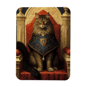 Ädel Maine Coon Katt Tron Konsttryck Magnet
