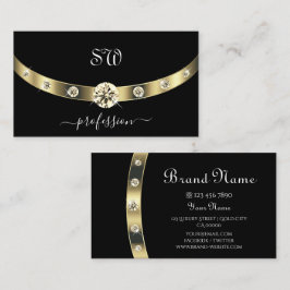Ädel svart och guld med monogram Professional Visitkort