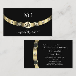 Ädel svart och guld med monogram Professional Visitkort