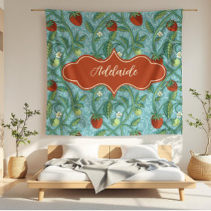 Adelaide Aqua Strawberry Vine Fleecefilt