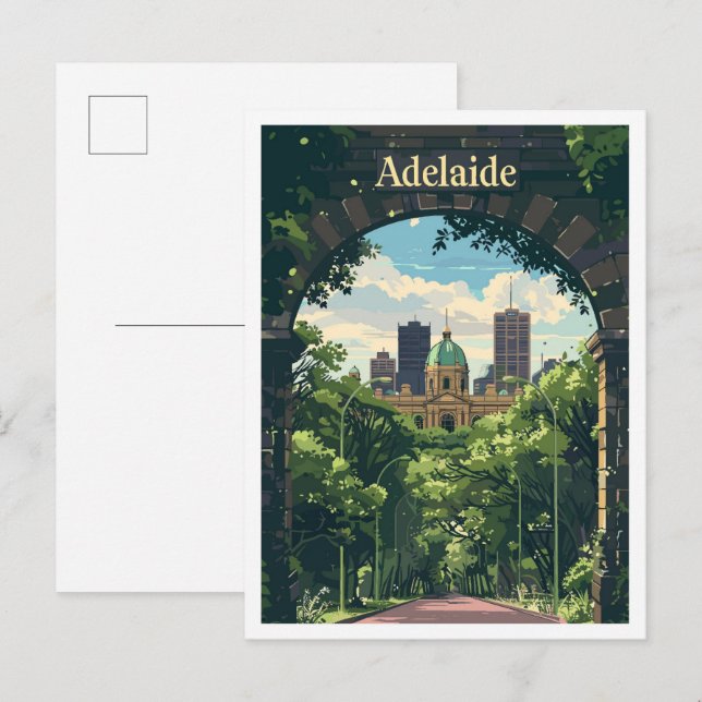 Adelaide Australia Art Vintage resor Vykort (Fram/baksida)