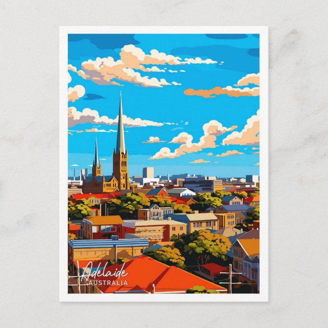 Adelaide Australia Artwork Travel Illustration Vykort (Framsida)
