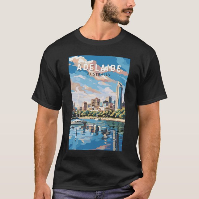 Adelaide Australia Travel Art Vintage T Shirt (Framsida)