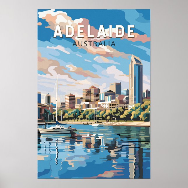 Adelaide Australien Resa Konst Vintage Poster (Framsidan)