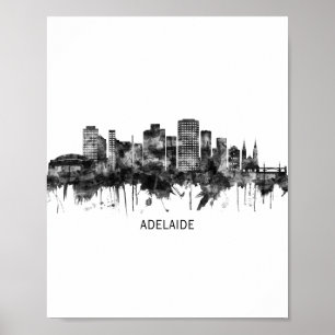 Adelaide Australien Skyline BW Poster