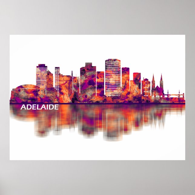 Adelaide Australien Skyline Poster (Framsidan)