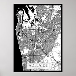 Adelaide Australien Stadskarta Poster