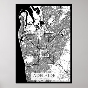 Adelaide Australien Stadskarta Poster