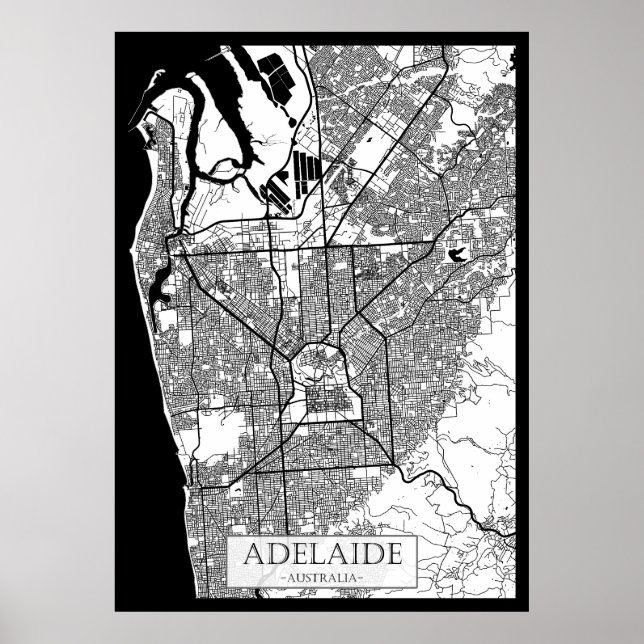 Adelaide Australien Stadskarta Poster (Framsidan)