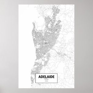 Adelaide Australien (svarten på vit) Poster