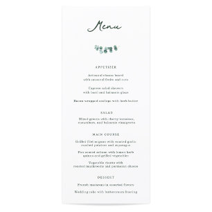 Adelaide Bröllop Dinner Menu Meny