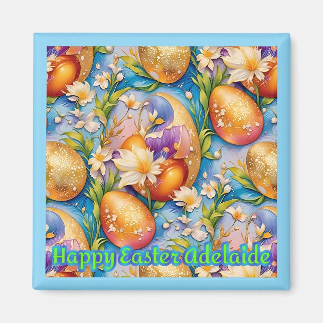 ADELAIDE ~ Glad Påsk ~ Gyllene Ägg ~  Magnet (Framsidan)