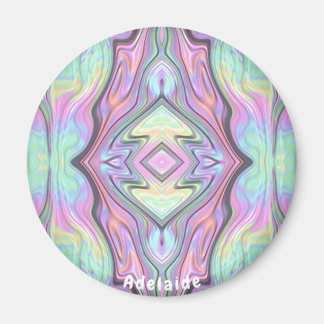 ADELAIDE ~ Gul Grön och Rosa Pärlaktig Design Magnet (Framsidan)