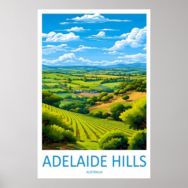 Adelaide Hills Park Resa Vintage Affisch Ski (Framsidan)