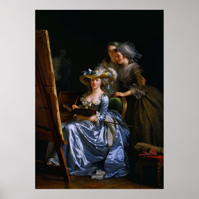 Adélaïde Labille-Guiard Self-Porträtt med två Valp Poster (Framsidan)