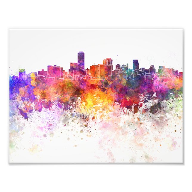 Adelaide skyline in watercolor background fototryck (Framsidan)