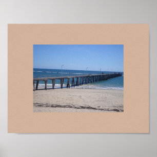 Adelaide, South Australia Beach with Boardpromenad Poster