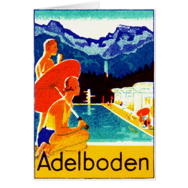 Adelboden Schweitz affisch 1925 Hälsningskort (Framsidan)