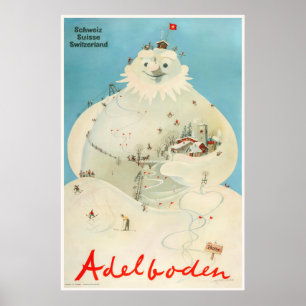 Adelboden Schweitz, Ski reser affischen Poster