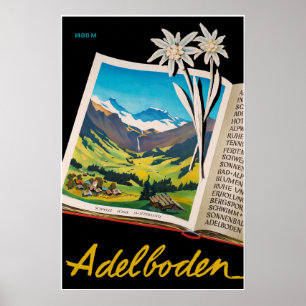 Adelboden Schweitz, Ski reser affischen Poster