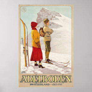 Adelboden Schweiz Schweiz Bernese Skidrott Vinter Poster