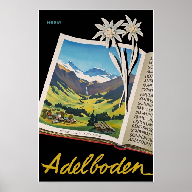 Adelboden, Schweiz, Ski resesposter Poster (Framsidan)