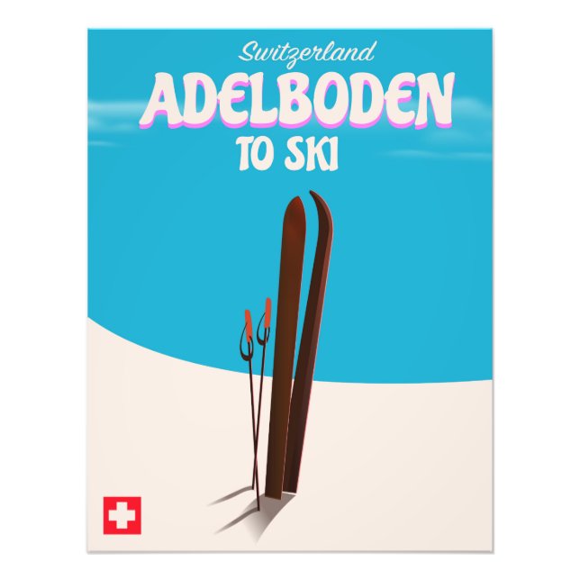 Adelboden Schweiz skidresor affisch Fototryck (Framsidan)