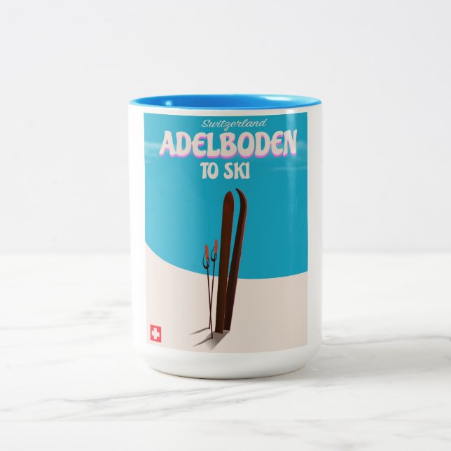 Adelboden Schweiz skidresor affisch Två-Tonad Mugg (Center)