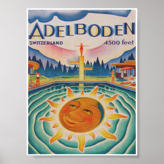 Adelboden Schweiz Vintage resor Poster (Framsidan)