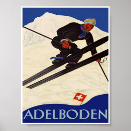 Adelboden Schweiz Vintage Ski Poster