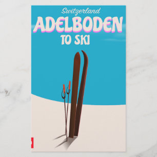Adelboden schweiziska skidreseaffisch brevpapper