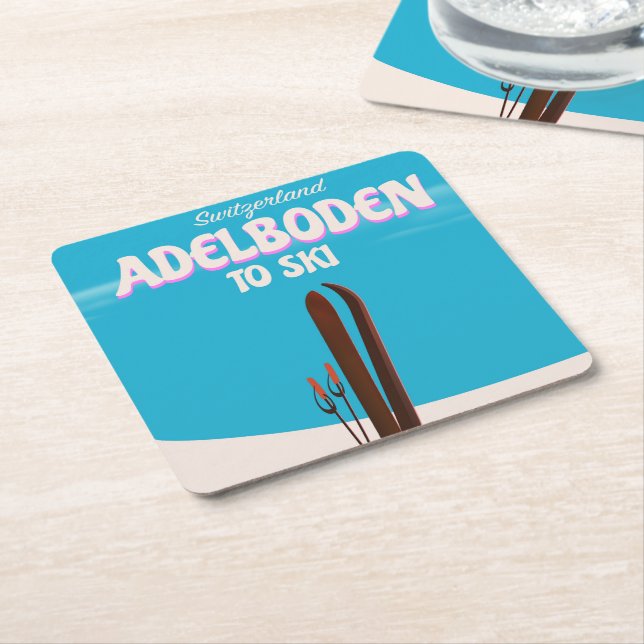 Adelboden schweiziska skidreseaffisch underlägg papper kvadrat (Vinklad)