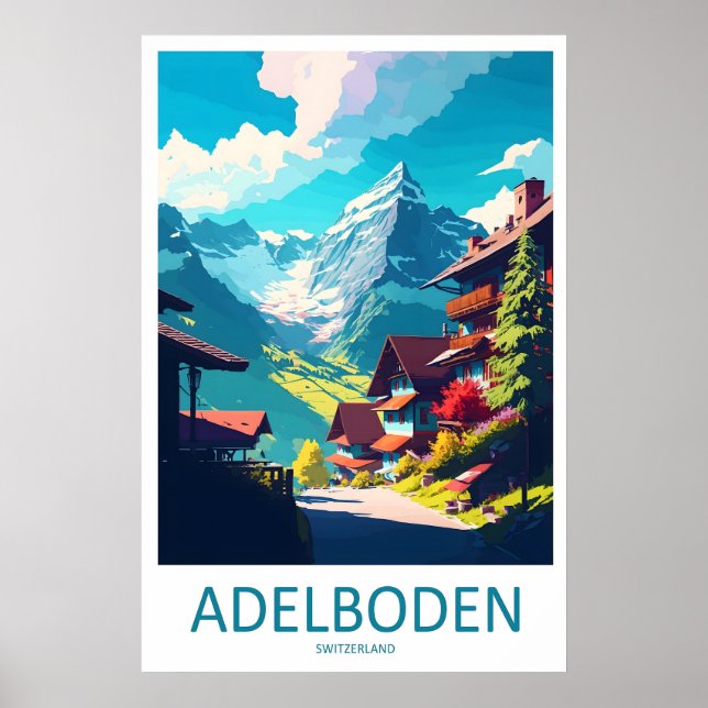 Adelboden Vintage Resa Affisch Ski Nationalpark (Framsidan)