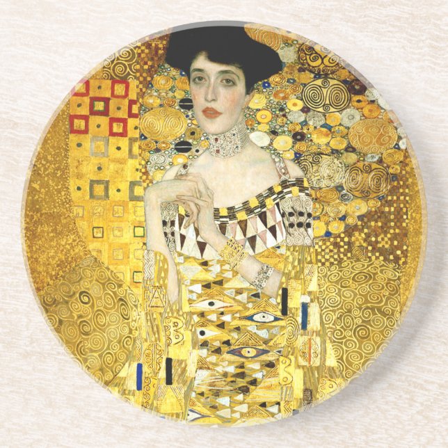 Adele Bloch-Bauer mig vid den Gustav Klimt art Underlägg Sandsten (Framsidan)