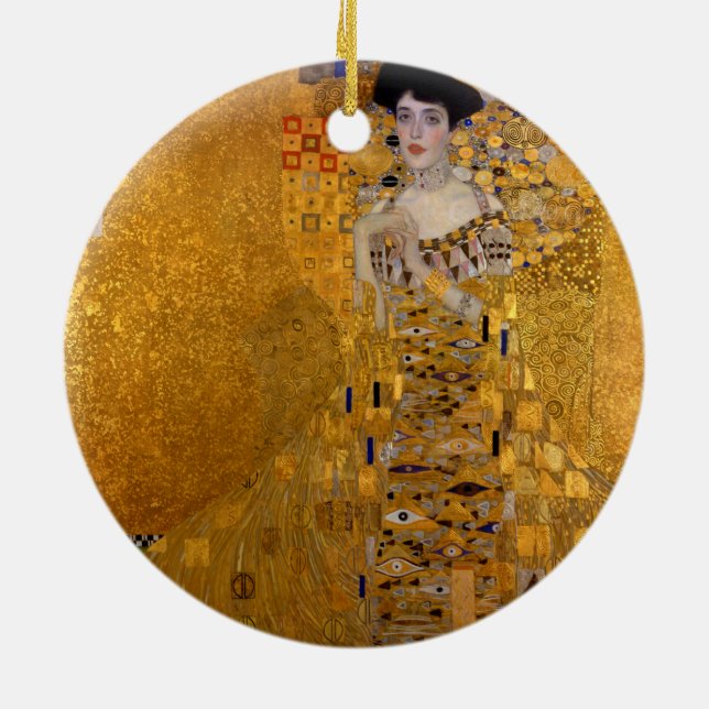 Adele Bloch-Bauers porträtt av Gustav Klimt 1907 Julgransprydnad Keramik (Baksidan)