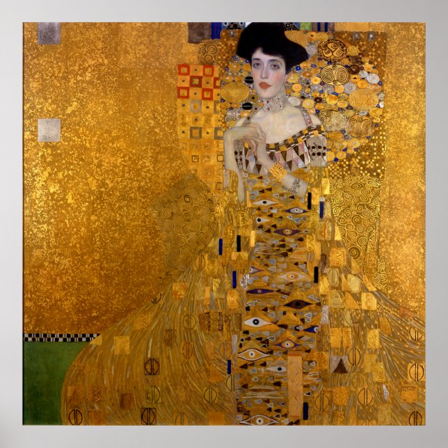 Adele Bloch-Bauers Porträtt av Gustav Klimt 1907 Poster (Framsidan)