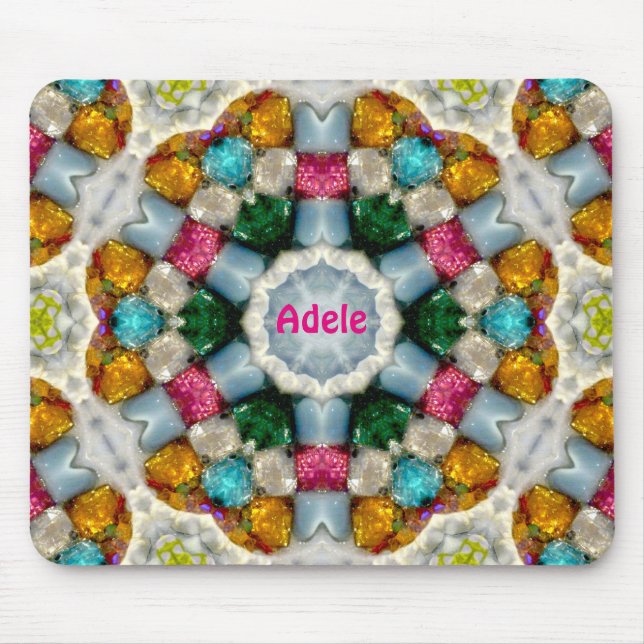 ADELE ~ Colorful Gems Mönster ~ Personlig Musmatta (Framsidan)