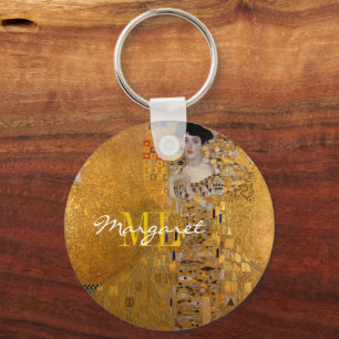 Adele, Dam i Guld, av Gustav Klimt, Monogrammed Nyckelring