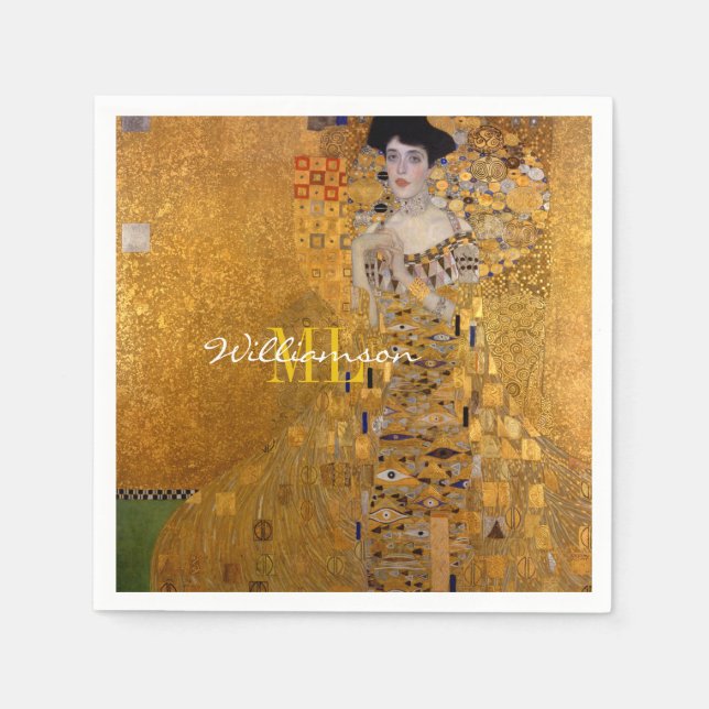 Adele, Dam i Guld, av Gustav Klimt, Monogrammed Pappersservett (Framsidan)