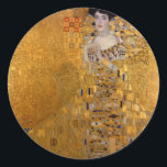 Adele, Dam i Guld - Gustav Klimt Runt Klistermärke<br><div class="desc">Porträtt i Adele Bloch-Bauer I - Dam i Guld - Kvinna i Guld - Gustav Klimt.</div>