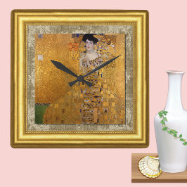 Adele, damen i guld, Gustav Klimt, inramad canvas Fyrkantig Klocka