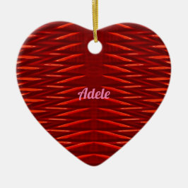 ADELE ~VALENTINEHJÄRTA ~ Röd Fraktal ~ Julgransprydnad Keramik