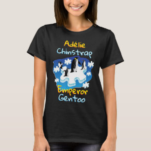 Adelie Chinstrap Emperor Gentoo Penguins Autism T Shirt