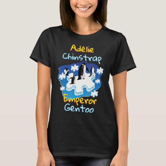 Adelie Chinstrap Emperor Gentoo Penguins Autism T Shirt (Framsida)