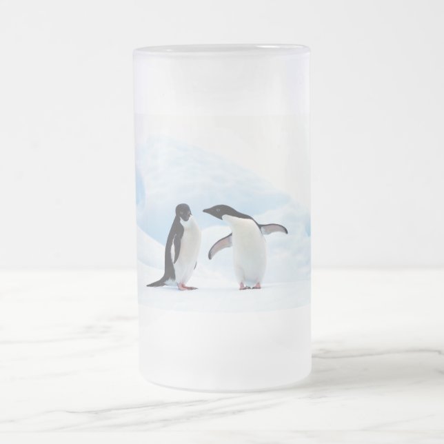 Adelie Penguins Frostat Ölglas (Center)